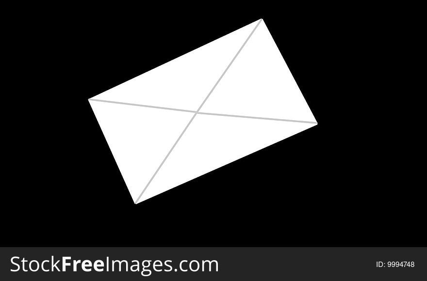 The white envelope on black background. The white envelope on black background