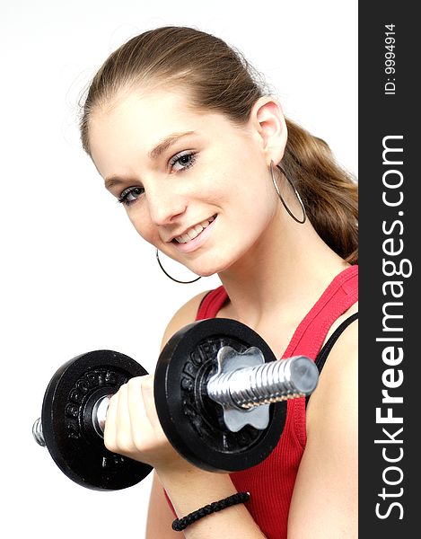 Young Woman With Dumbbell