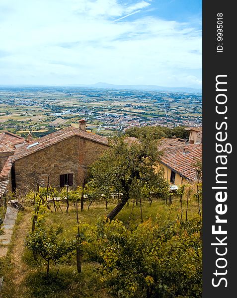 Farms and cultivated fields in Tuscany