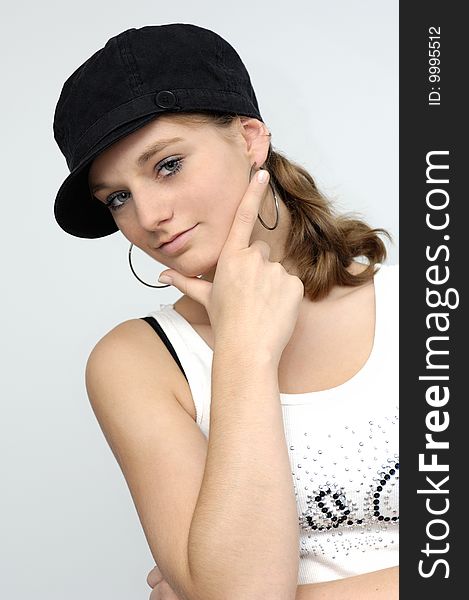 Young Woman With Black Cap