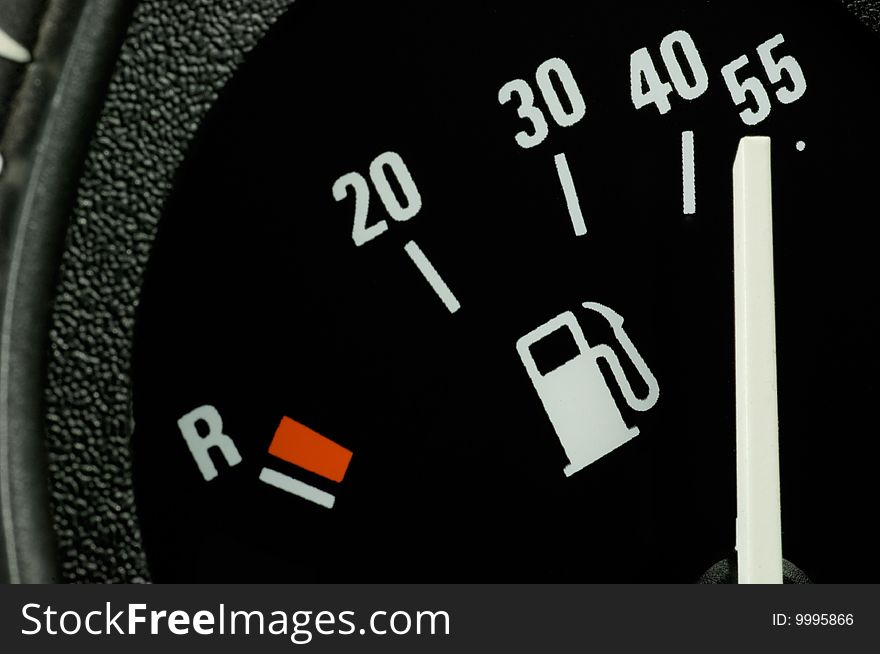 Fuel gauge of a car on position full