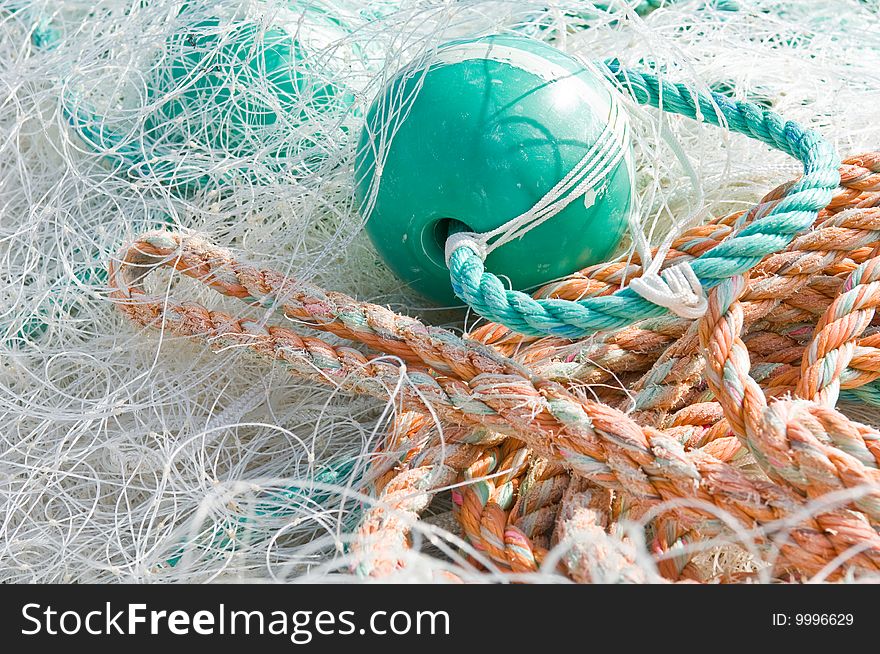 Tangle of an fishing nets and ropes. Tangle of an fishing nets and ropes