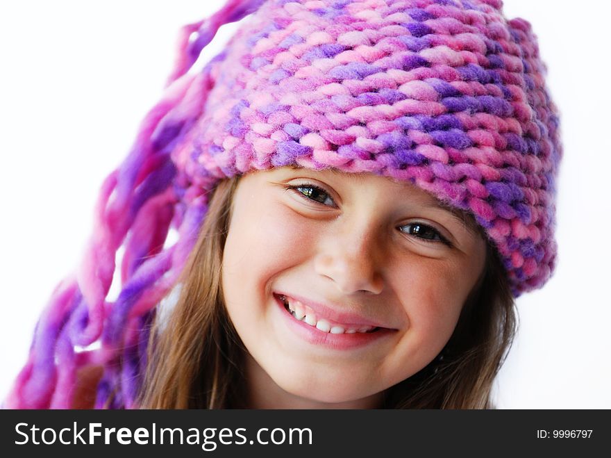 A cute girl wearing a knit hat