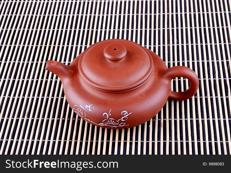 Teapot on Black and white background.