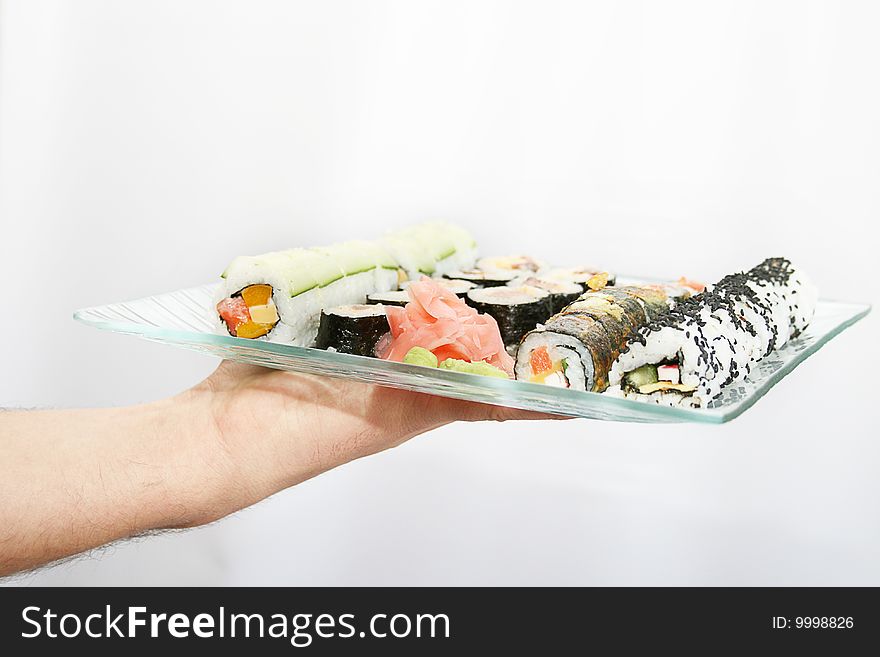 Japanese sushi , traditional japanese food, home sushi