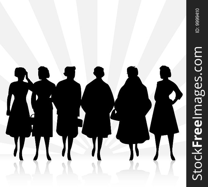 Vector collection of women silhouettes. Vector collection of women silhouettes