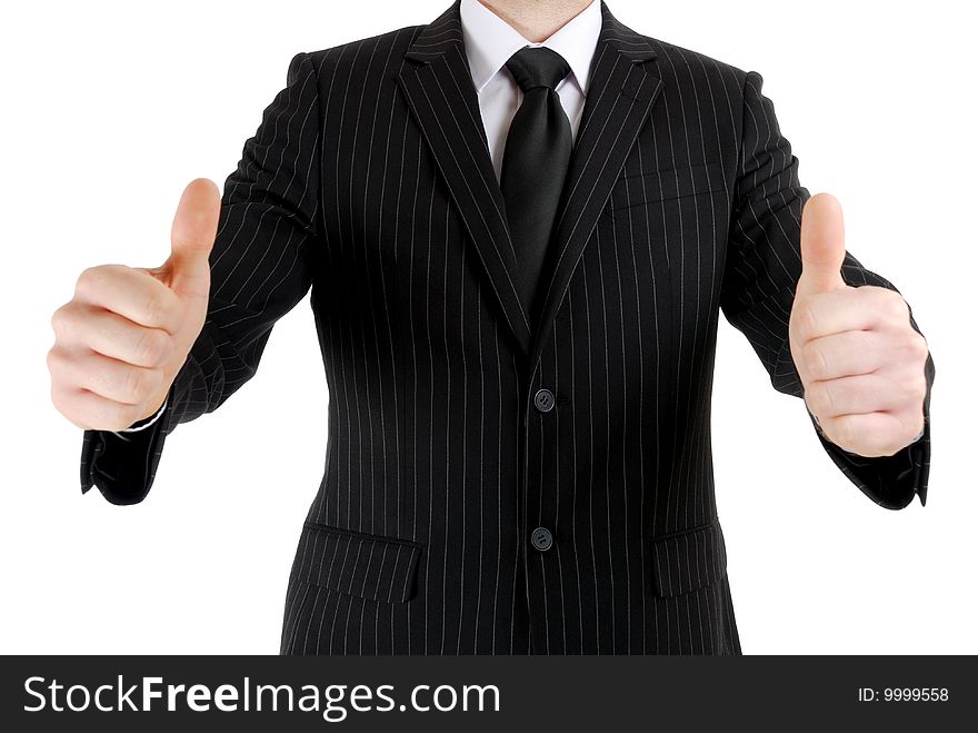 This is an image of business man giving thumbs up. This is an image of business man giving thumbs up.