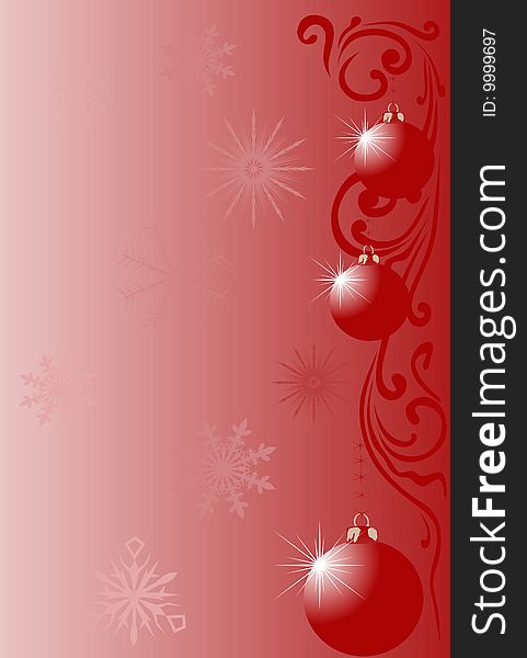 Red christmas illustration with New-Year tree decorations. Red christmas illustration with New-Year tree decorations