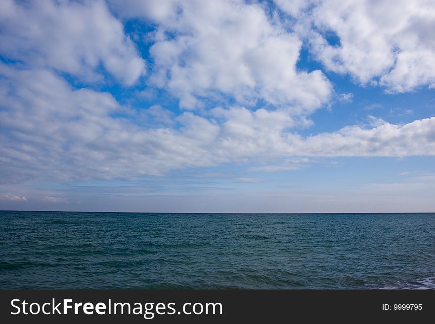 Beautiful view of sea and blue sky with clouds