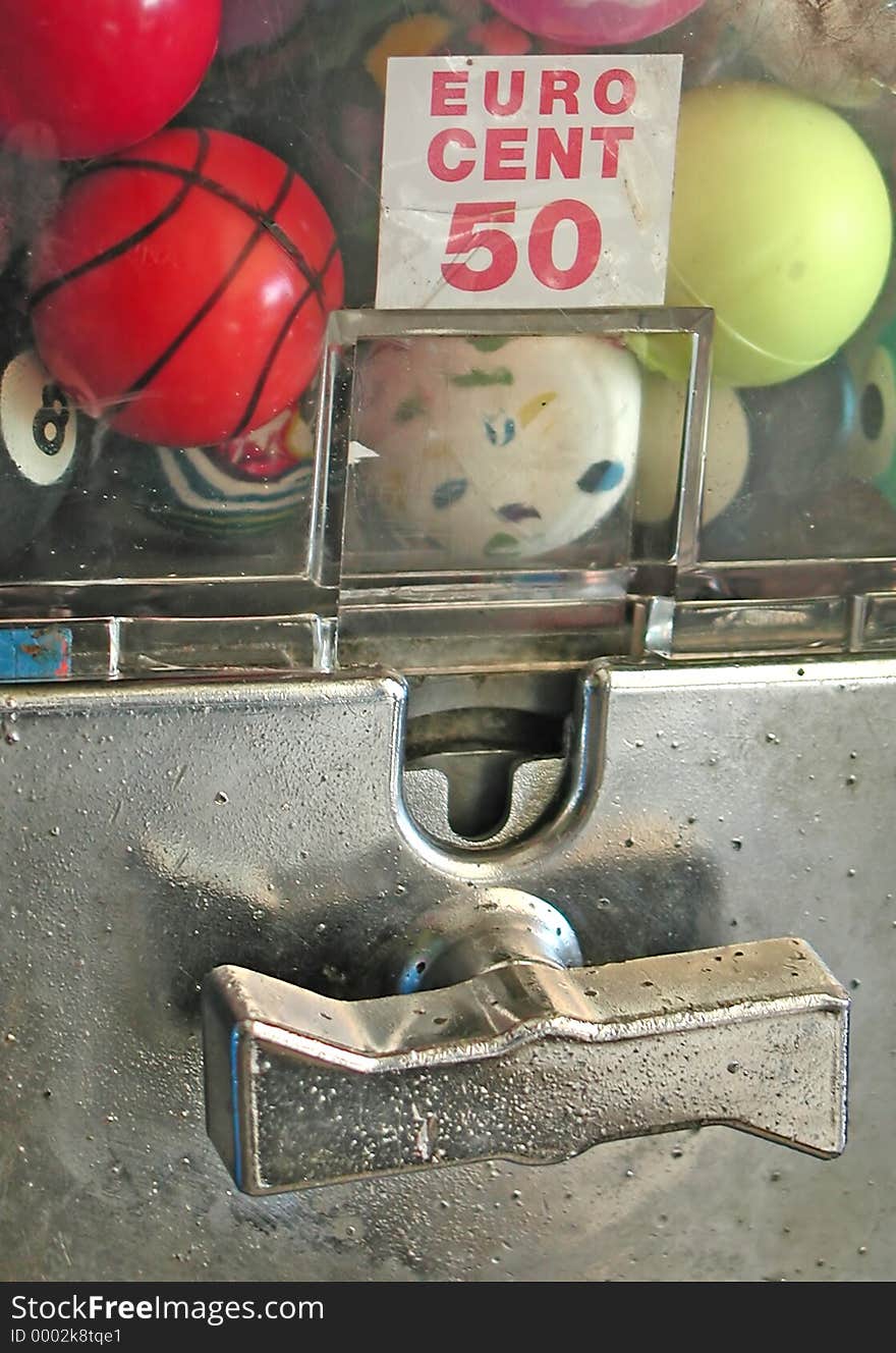 A detail of a game balls dispenser