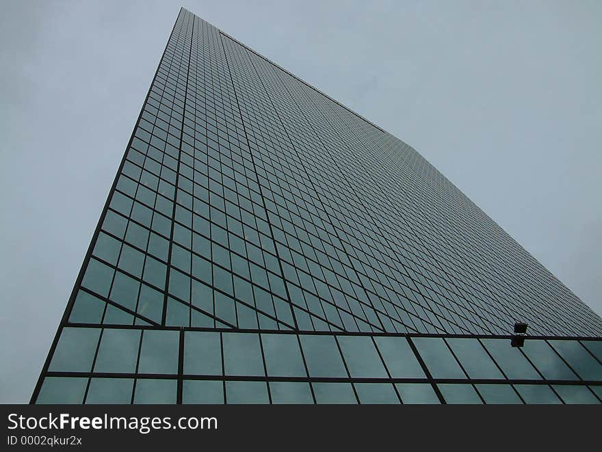 A view looking up, at the Hancock tower in Boston. A view looking up, at the Hancock tower in Boston