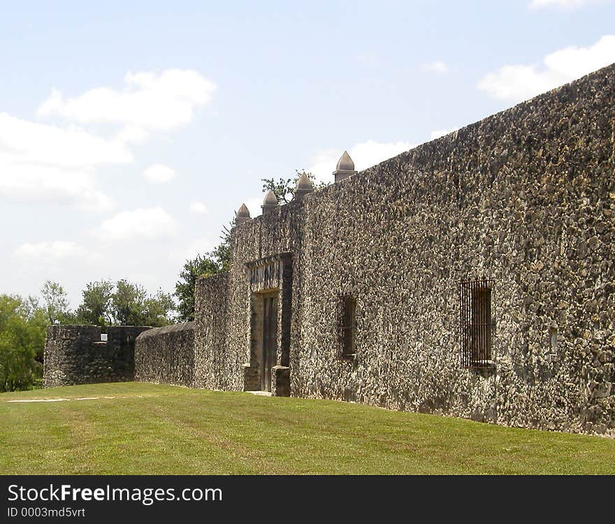 Both, actually - the Mission Spiritu Santo is inside the fort. This is one of the side walls of the fort, located in Goliad State Park, Goliad, Texas. Goliad is the site of an historic battle in Texas's fight for independence from Mexico. Both, actually - the Mission Spiritu Santo is inside the fort. This is one of the side walls of the fort, located in Goliad State Park, Goliad, Texas. Goliad is the site of an historic battle in Texas's fight for independence from Mexico.