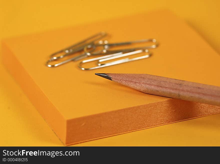 Photo of Pencil, Paperclips and Paper. Photo of Pencil, Paperclips and Paper.