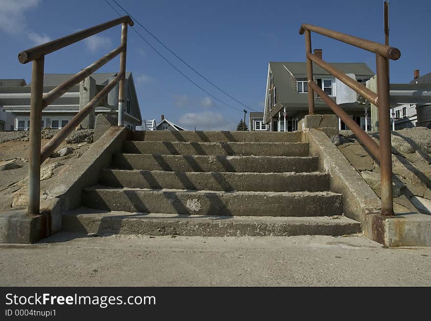 Concrete Steps up from the beach to the road