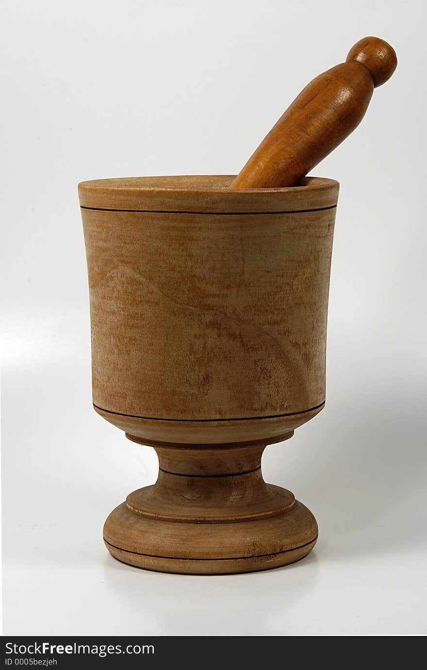 Photo of Wooden Mortar and Pestle.