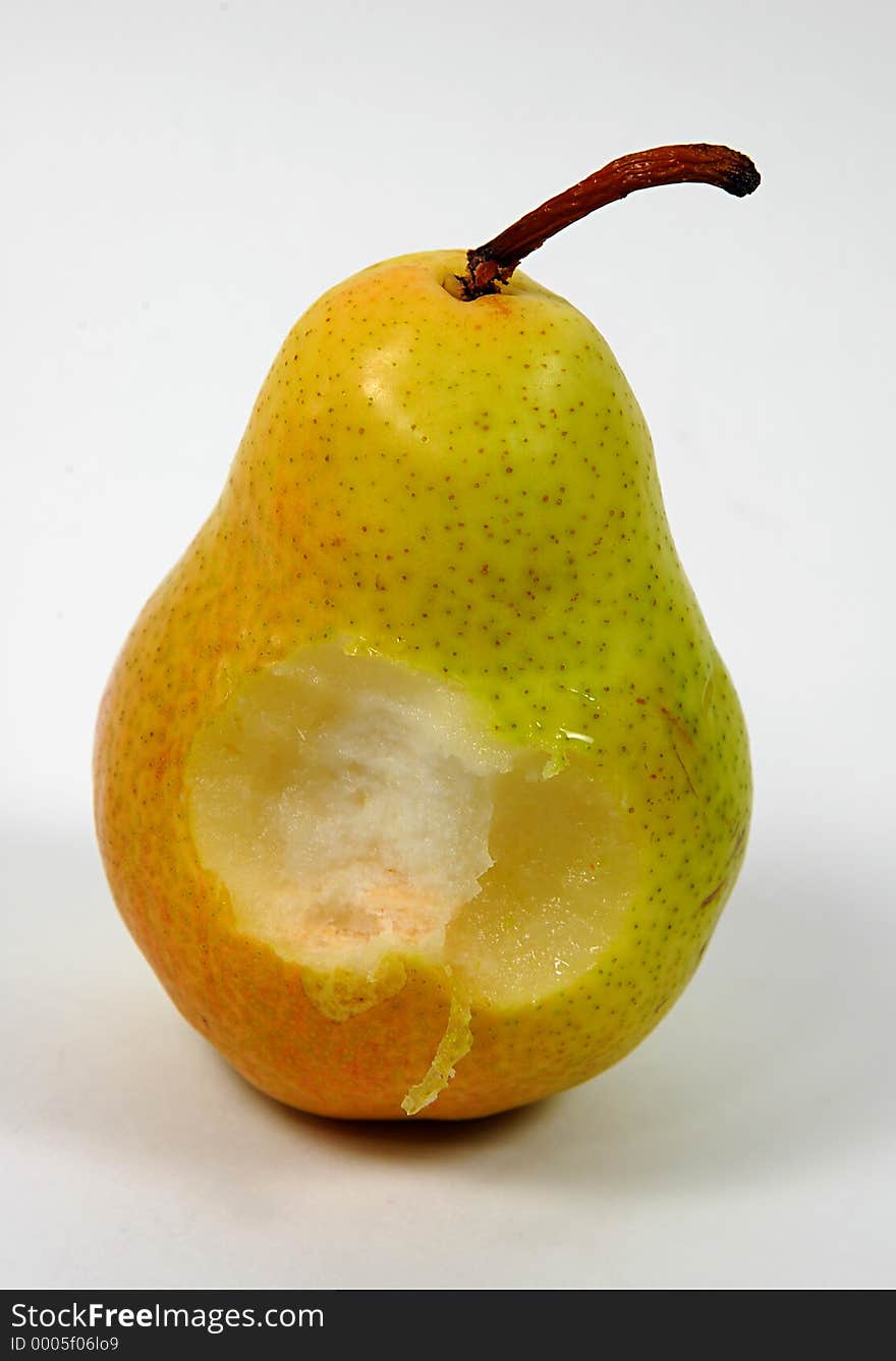 Photo of a Bitten Pear. Photo of a Bitten Pear.