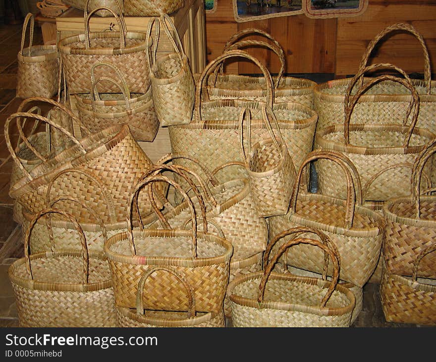 Tropical plaited bags