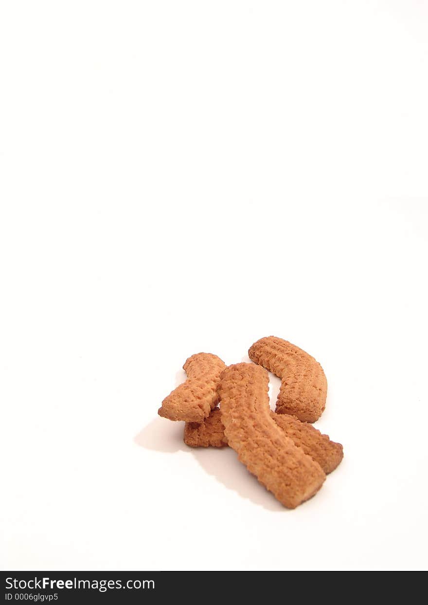 Four cookies isolated on a white background