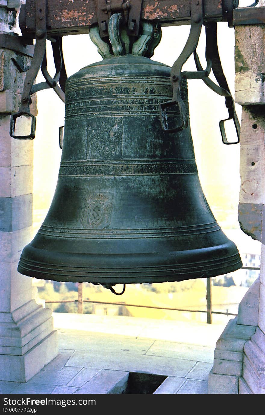 Near view of the bell of the tower of Pisa. Near view of the bell of the tower of Pisa