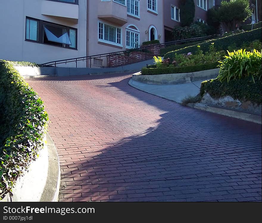 Photo of the famous Lombard Avenue in San Francisco California. The chase scene from the movie Bullet starring Steve Mcqueen was filmed here. Photo of the famous Lombard Avenue in San Francisco California. The chase scene from the movie Bullet starring Steve Mcqueen was filmed here.