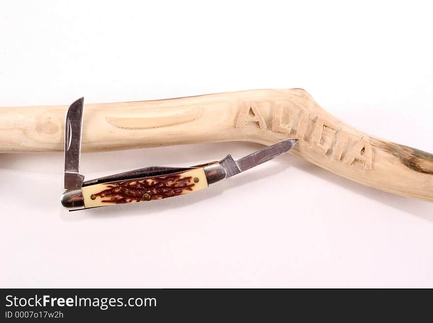 Carving knife and wood