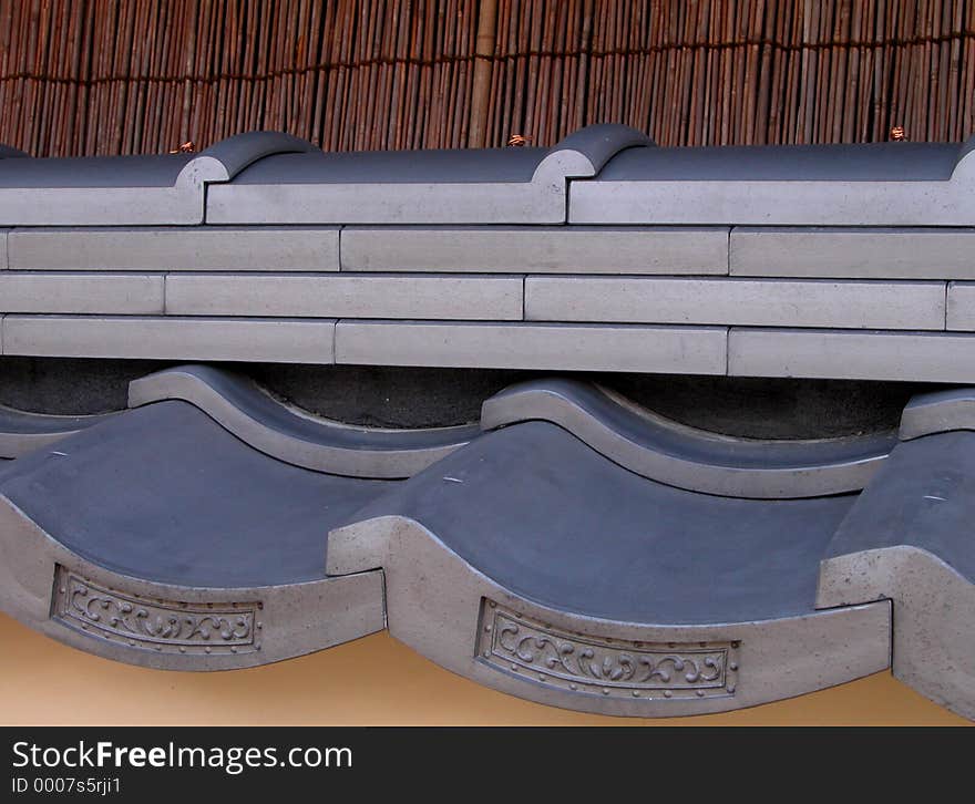 Some specific details of Japanese style roofs.This kind of tile can be found in temples roof but also in some private houses. Some specific details of Japanese style roofs.This kind of tile can be found in temples roof but also in some private houses.