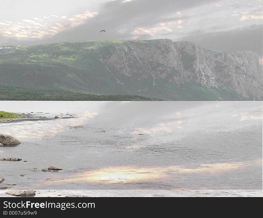 Reflected water and clouds