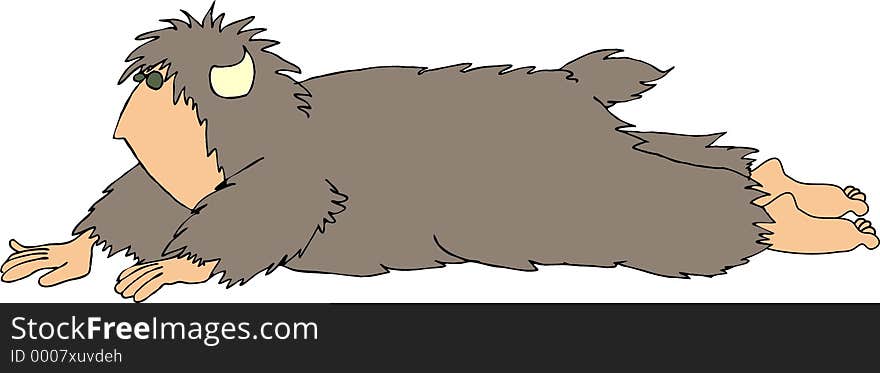 This illustration that I created depicts a hairy beast with a human face, feet & hands. This one is crawling on the ground. This illustration that I created depicts a hairy beast with a human face, feet & hands. This one is crawling on the ground.