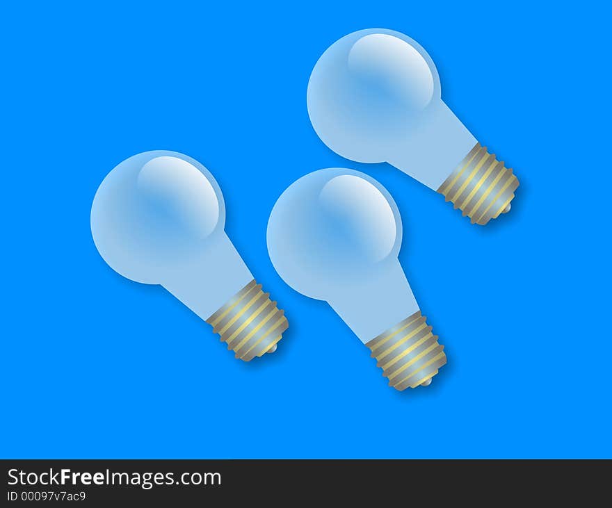 Three light bulbs against a blue background illustration.