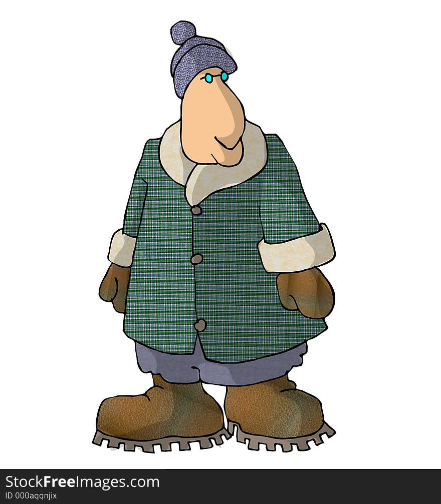 This illustration that I created depicts a man dressed in warm clothing. This illustration that I created depicts a man dressed in warm clothing