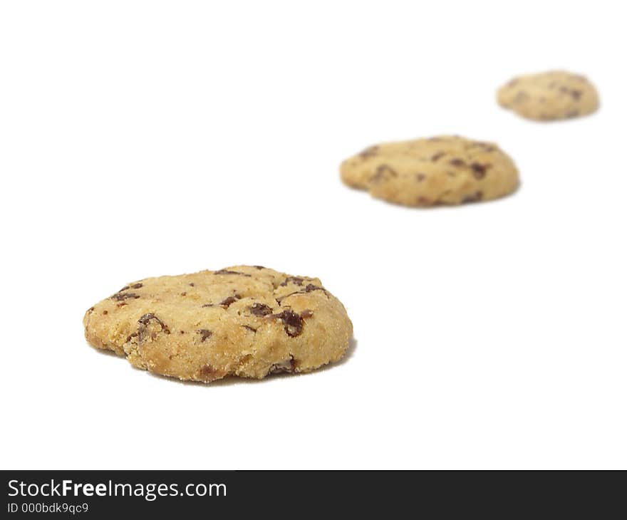 3 cookies isolated on a white background