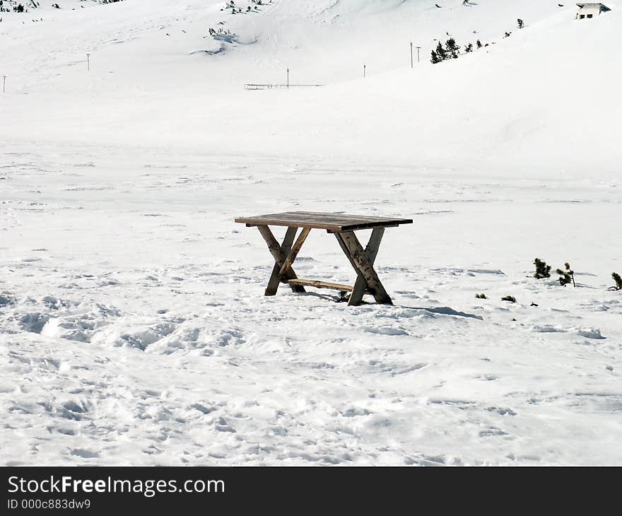 Table on the top of mounine in Bulgaria. Table on the top of mounine in Bulgaria