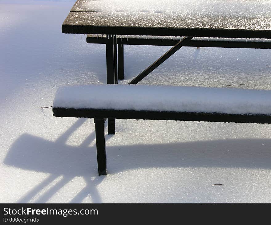 Until next summer that is. It snowed yesterday and covered this picnic table in the local park. Until next summer that is. It snowed yesterday and covered this picnic table in the local park.