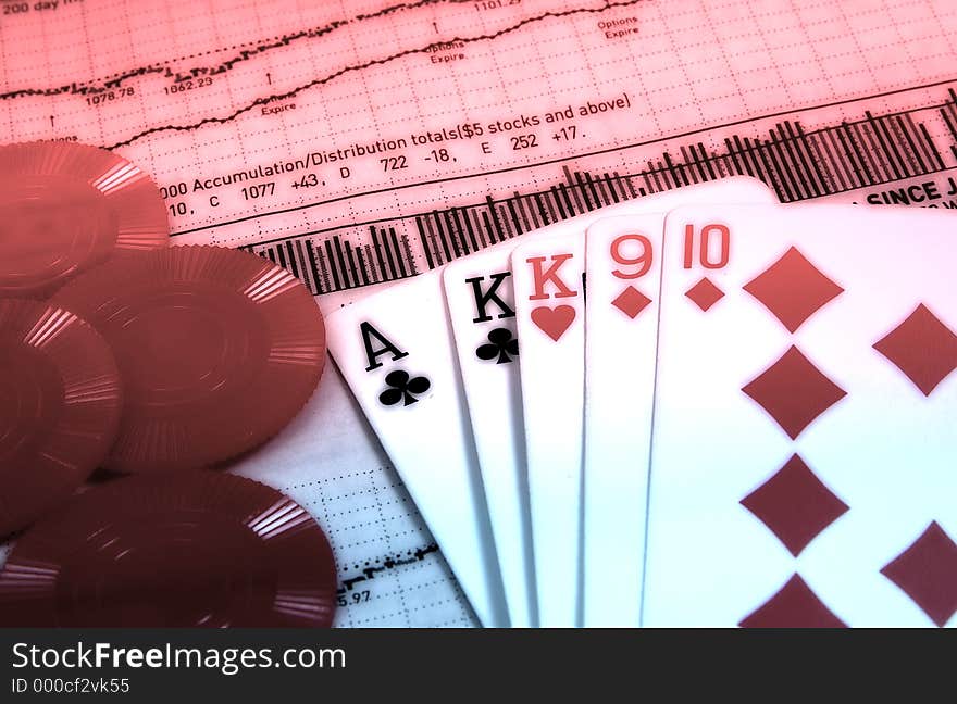 Stock Chart With Cards and Poker Chips. Blur and Color Effect. Stock Chart With Cards and Poker Chips. Blur and Color Effect