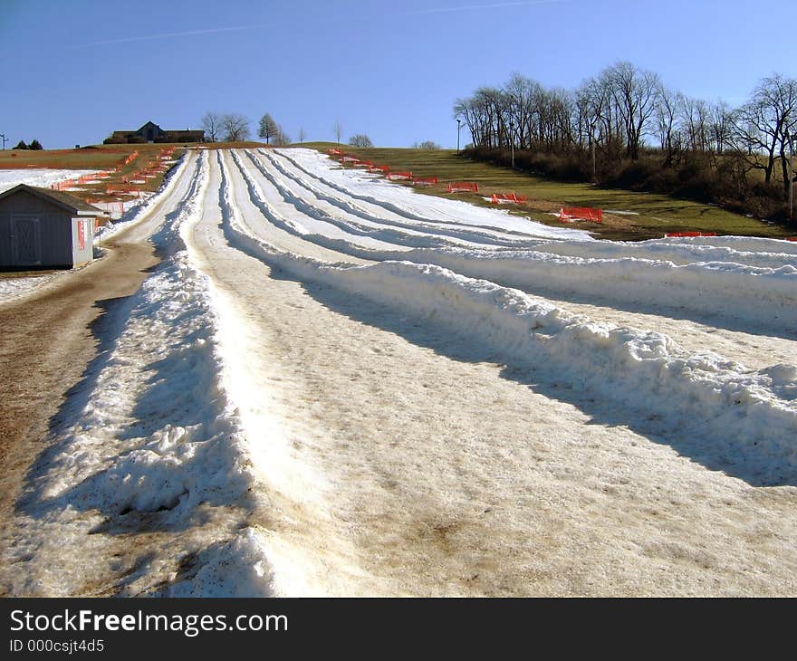 Sledding trails at park. Sledding trails at park