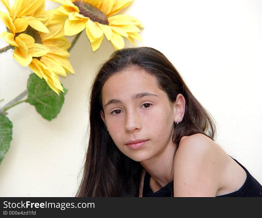 Girl with sunflowers. Girl with sunflowers