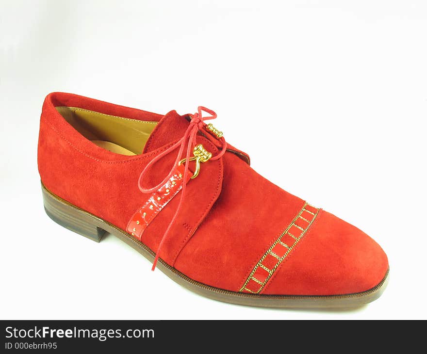 Red suede shoe