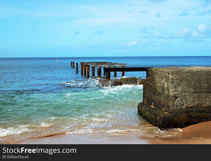 Hurricane damaged pier where Sailing Ships used to dock.