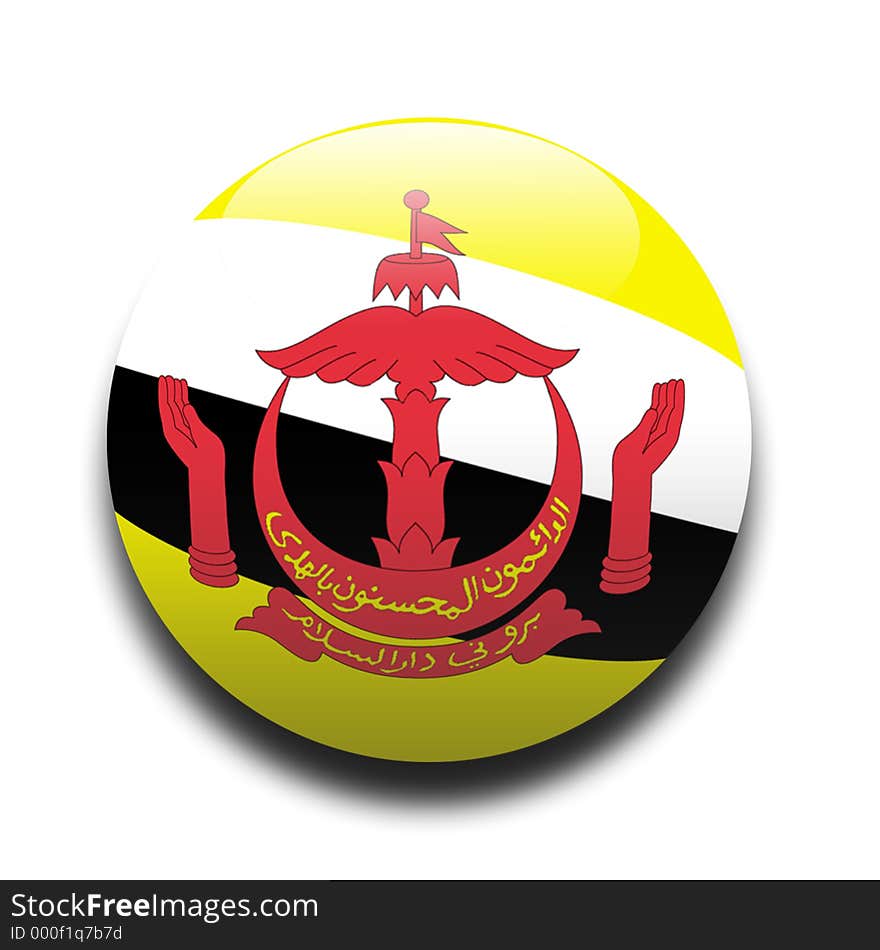 Brunei flag in the style of a ball. Brunei flag in the style of a ball