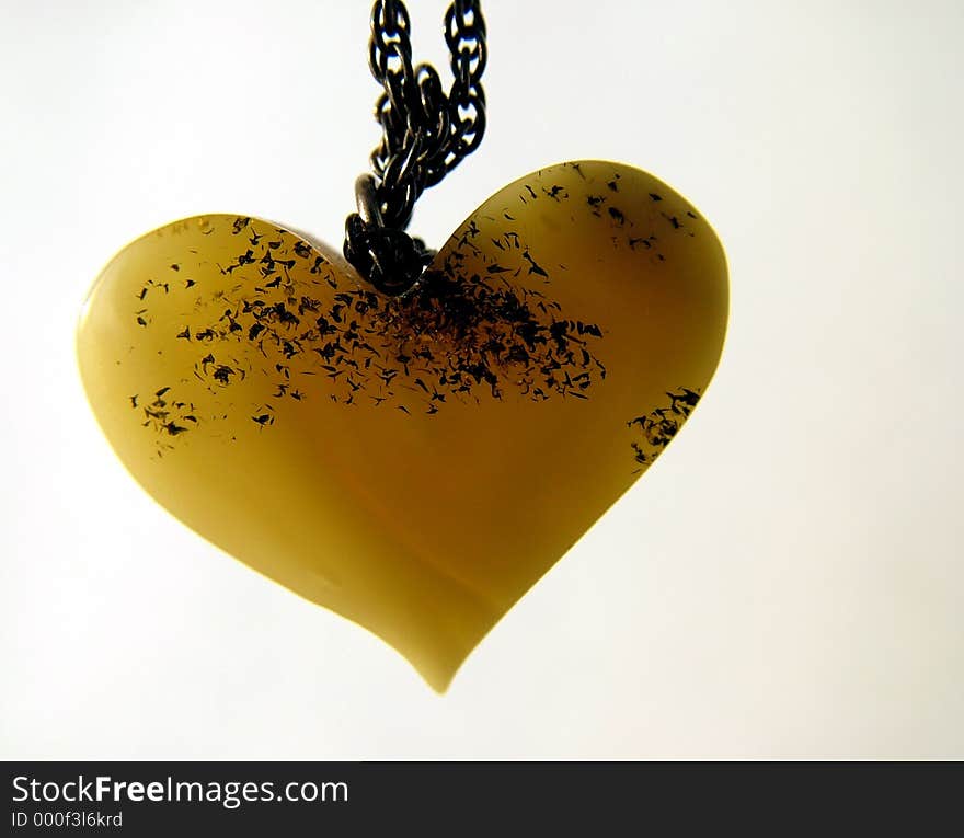 Valentine amber heart, close-up