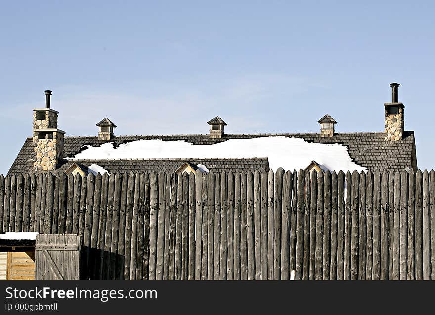 Roof and Wall of an old fort in winter. Roof and Wall of an old fort in winter