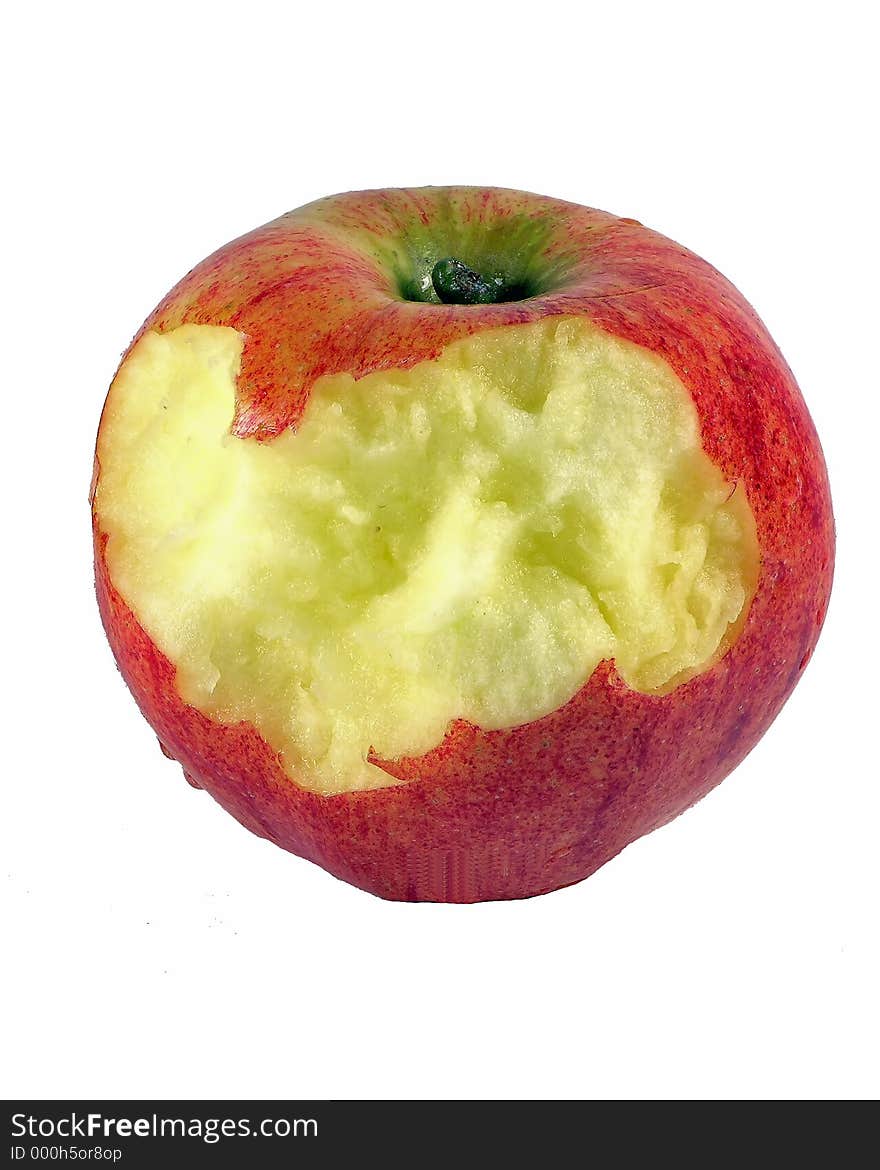 Chewed Apple,isolated white background
