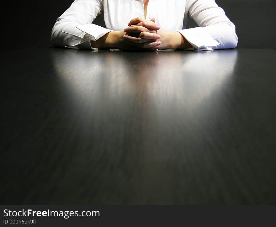 A business woman and meeting table. A business woman and meeting table.