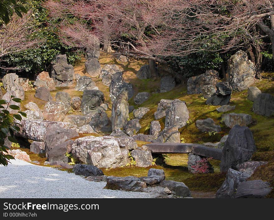 A Japanese rocks garden. A Japanese rocks garden