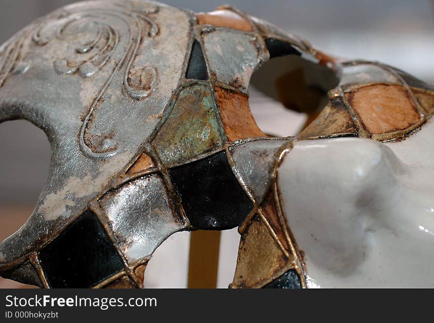 Up close picture of mask from Venice Italy. Interesting texture and color. Up close picture of mask from Venice Italy. Interesting texture and color.