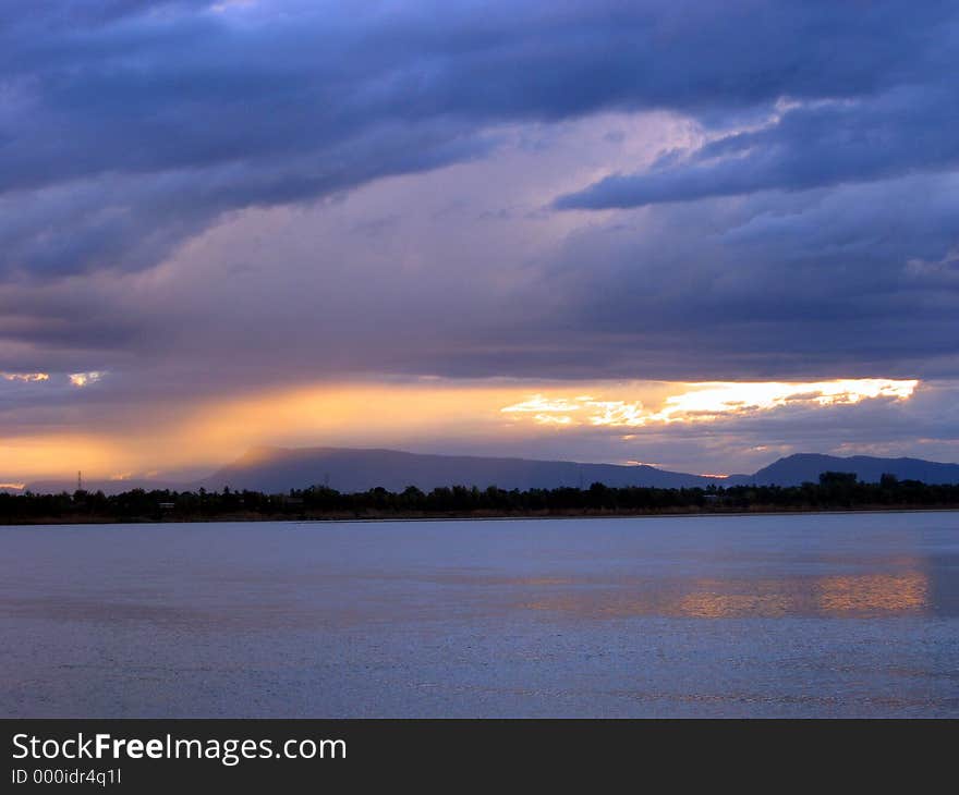 Sun waves over the Mekong river. Pakse. Laos