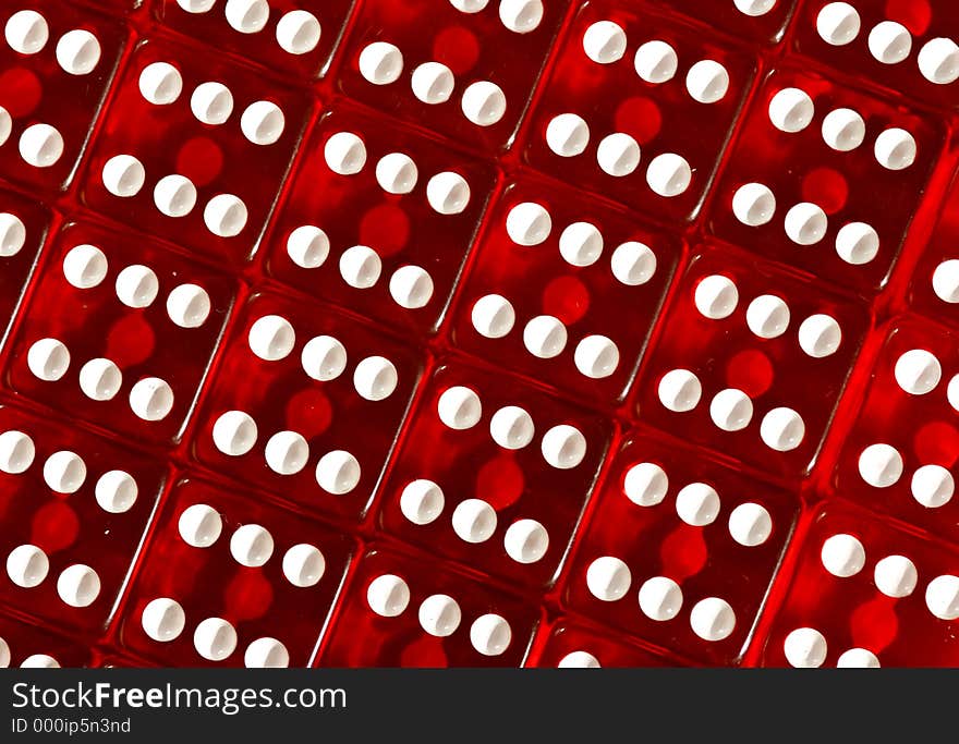 Red dices lined up together. Red dices lined up together