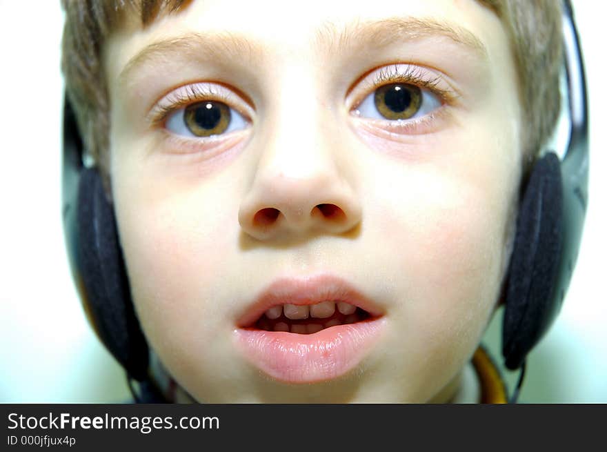 Child Wearing Headphopnes. Child Wearing Headphopnes