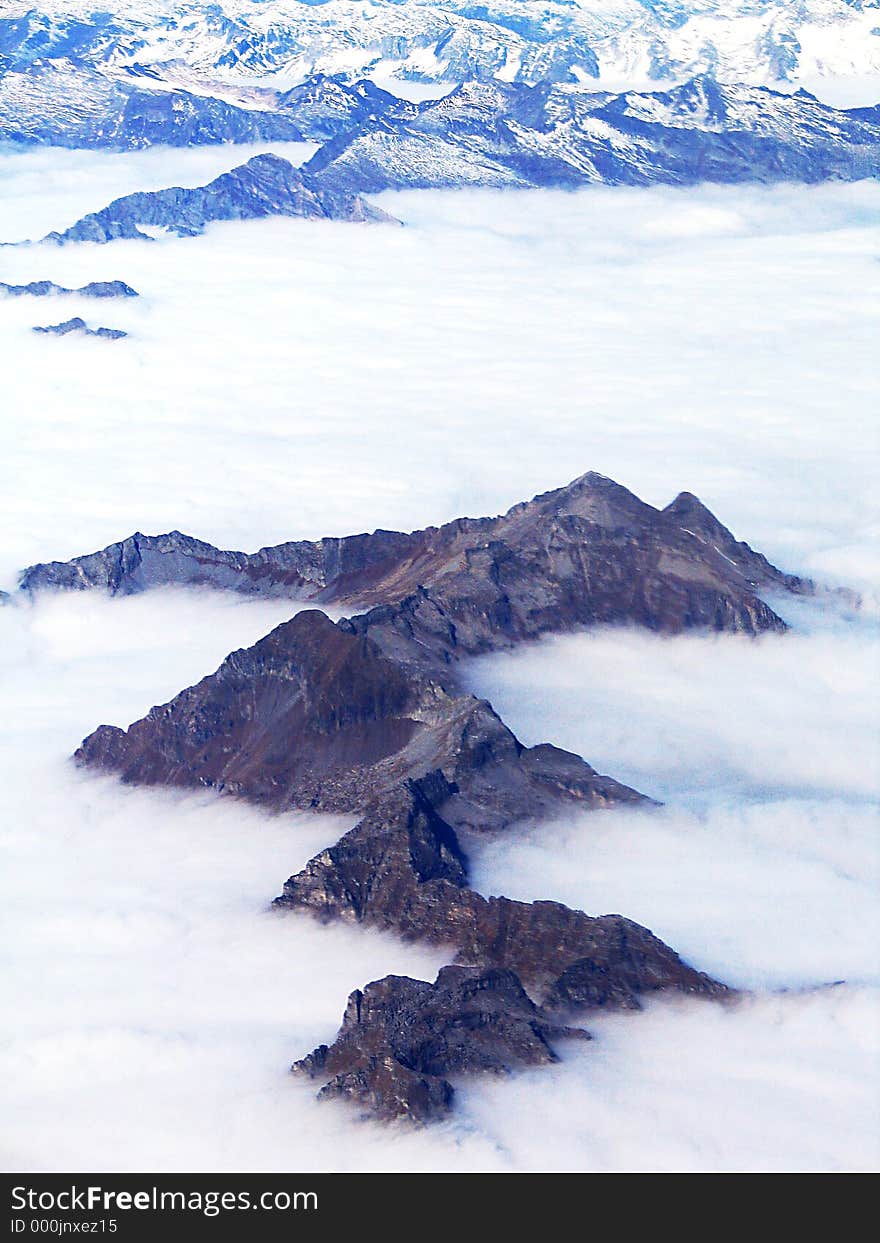 View from a plane window,. View from a plane window,