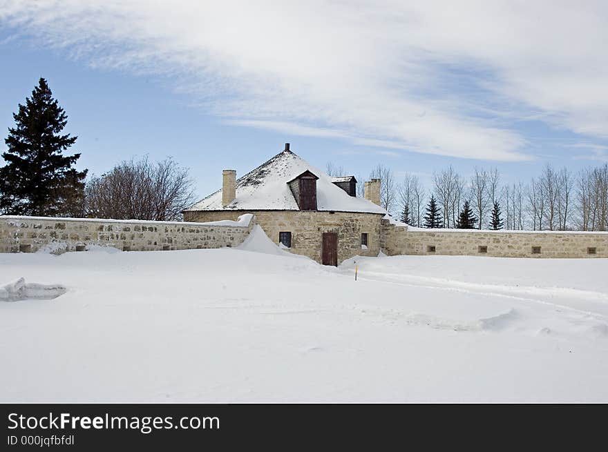 Section of historic stone fort. Section of historic stone fort